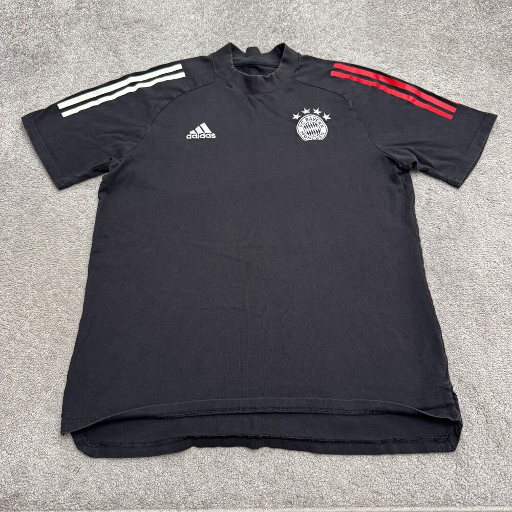 Adidas FC Bayern Munich Soccer Jersey Men Large Black Short Sleeve T-Shirt Sport